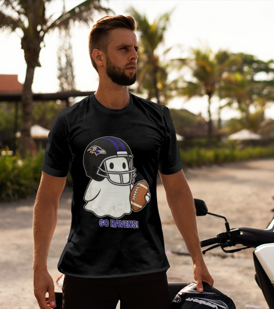 Baltimore Ravens Ghost In Football Helmet Go Ravens Football T-Shirt