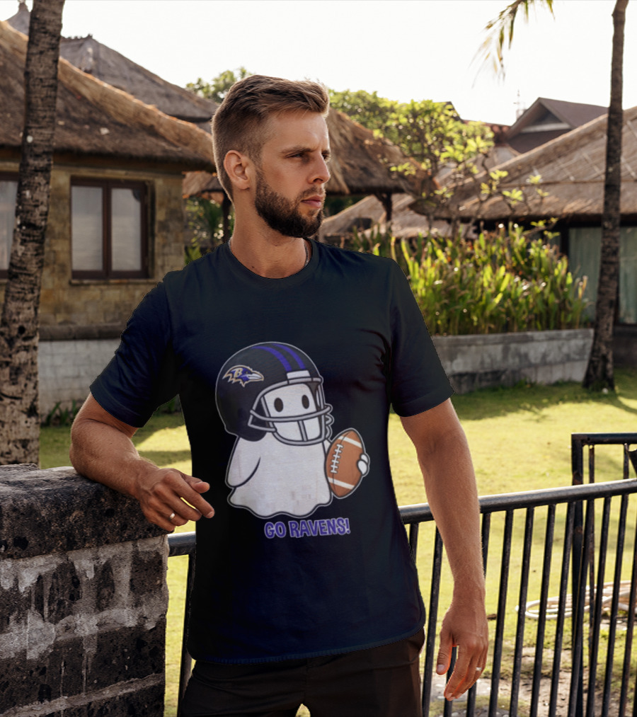 Baltimore Ravens Ghost In Football Helmet Go Ravens Football T-Shirt