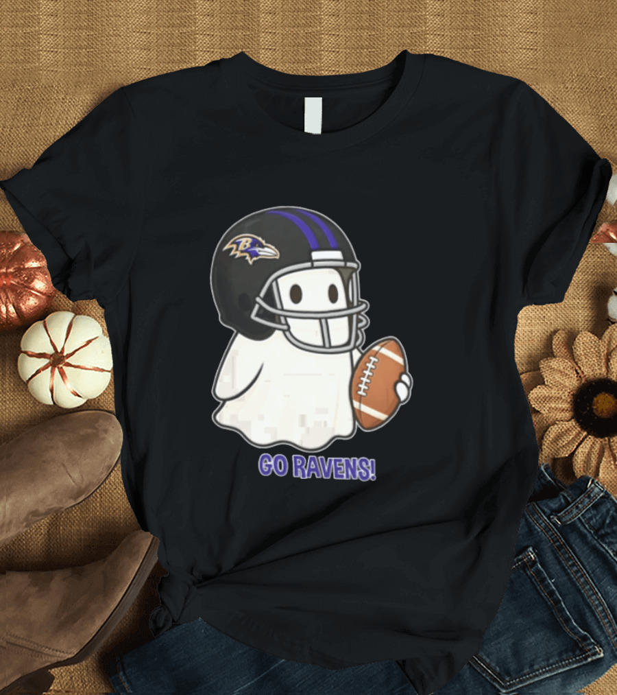 Baltimore Ravens Ghost In Football Helmet Go Ravens Football T-Shirt