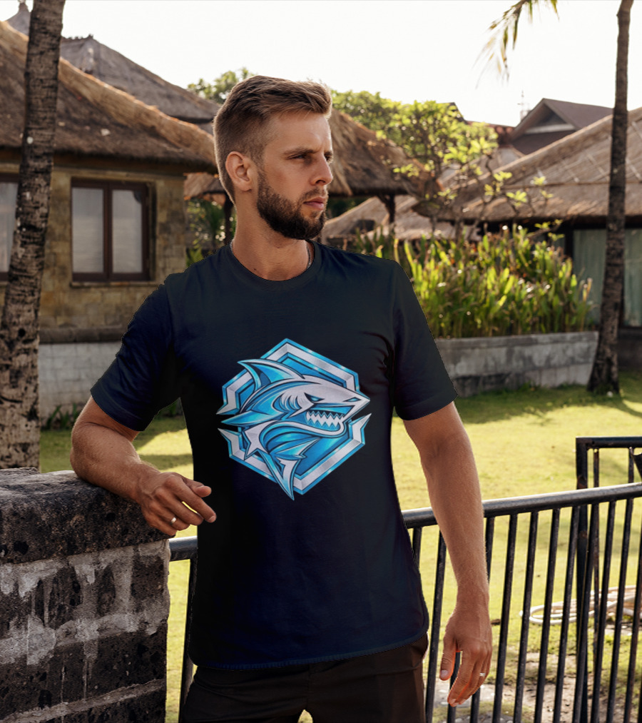 Blue Shark Hexagon Esports Gaming Shark T-Shirt
