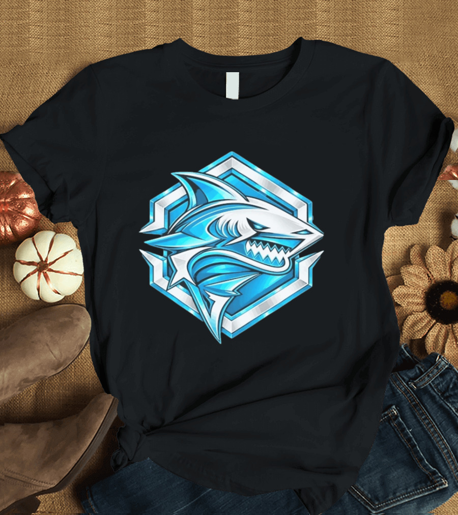 Blue Shark Hexagon Esports Gaming Shark T-Shirt