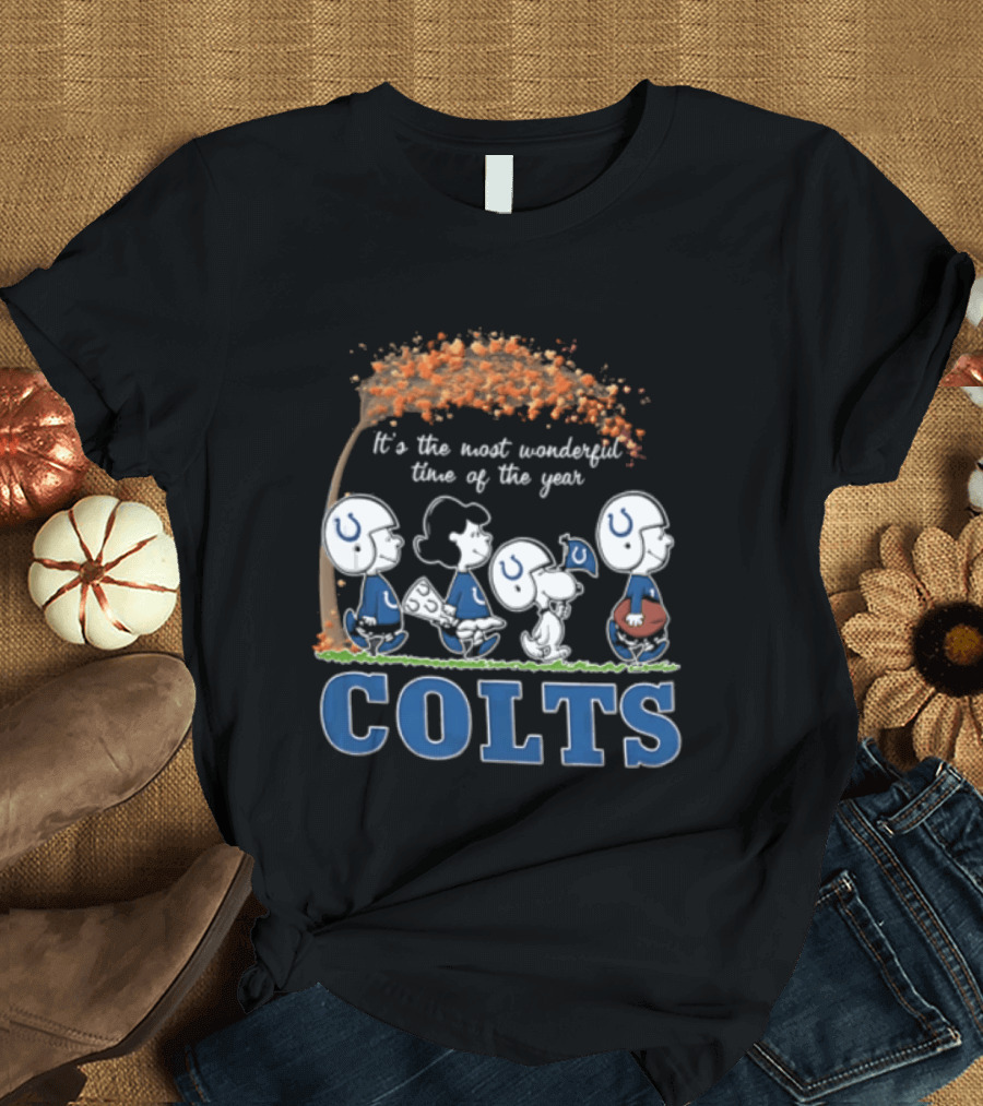 Charlie Brown Snoopy Colts Football It's The Most Wonderful Time Of The Year T-Shirt