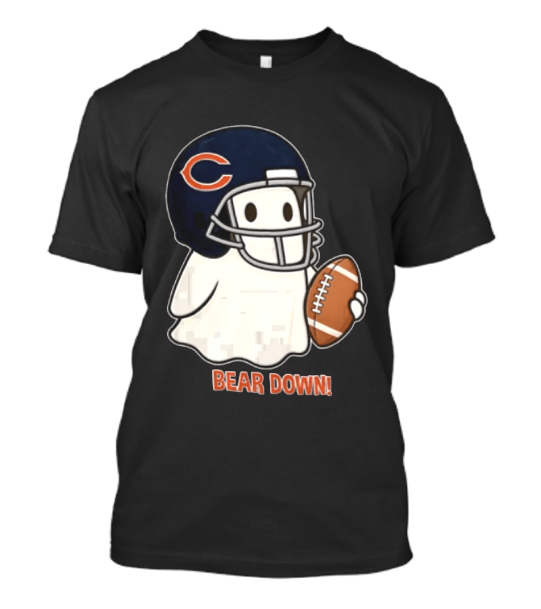 Chicago Bears Bear Down Ghost Football Helmet Holding Ball T-Shirt