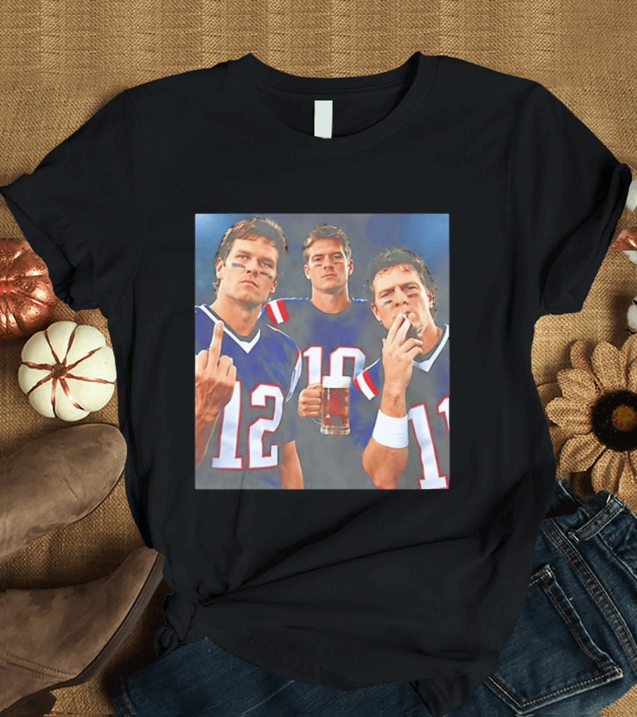 Tom Brady Drake Maye Drew Bledsoe New England Patriots Beer Middle Finger T-Shirt