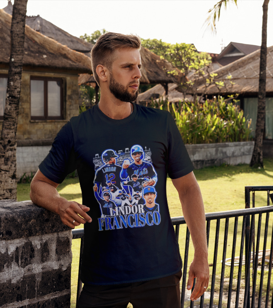 Francisco Lindor Mets 12 MLB Baseball Player Collage T-Shirt