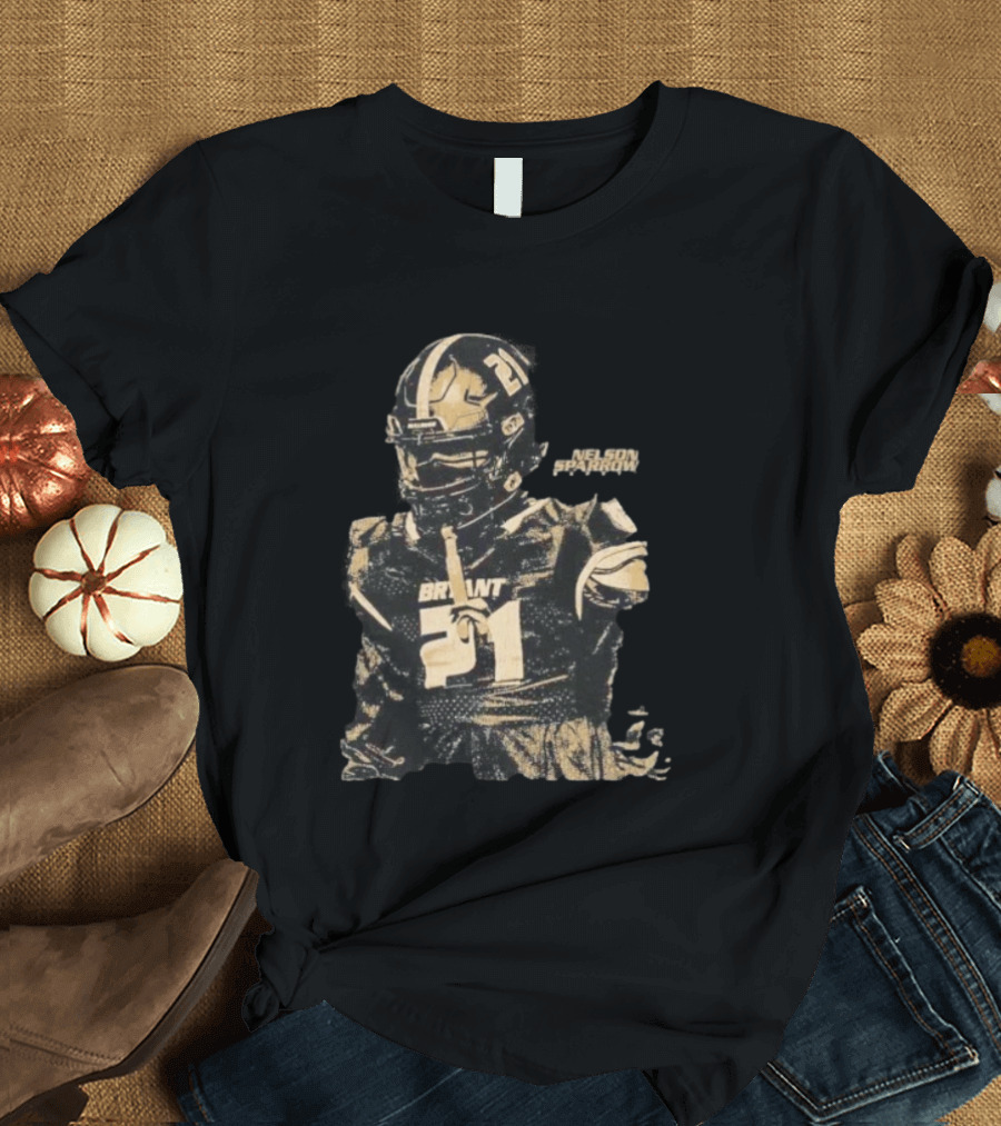 Bryant Bulldogs Nelson Sparrow No 21 Safety Distressed Football T-Shirt