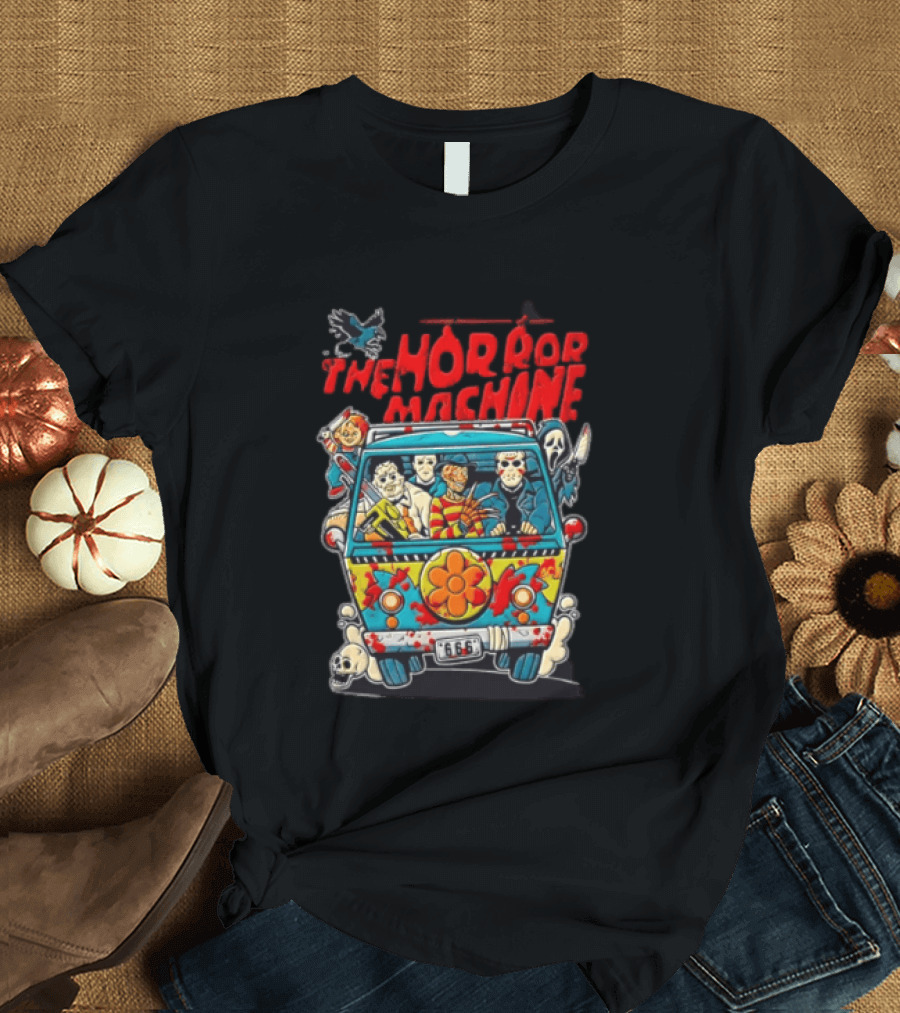 The Horror Machine Halloween Movie Icons Spooky Van Adventure T-Shirt