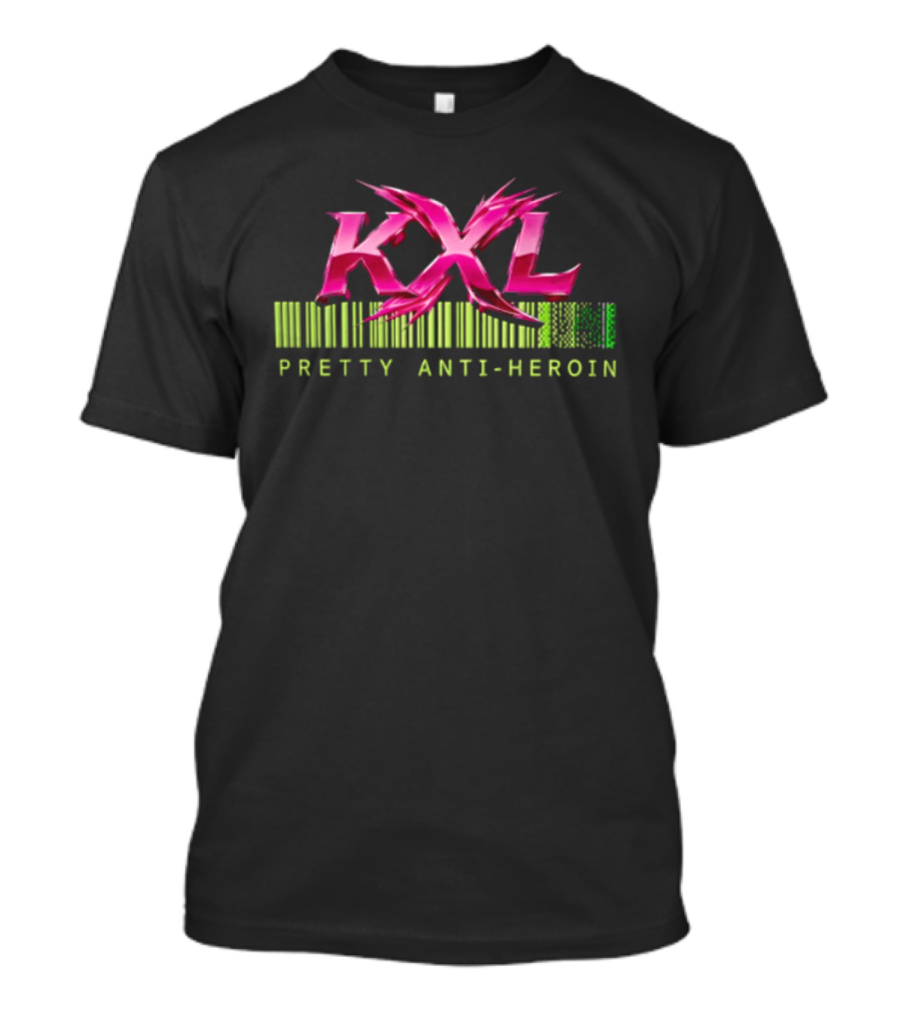 KXL Pretty Anti Heroin Pink Metallic Barcode T-Shirt