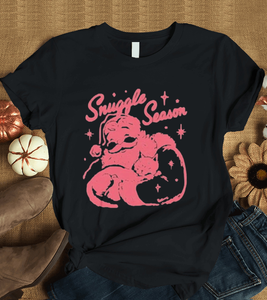 Snuggle Season Santa Claus Christmas Cat T-Shirt