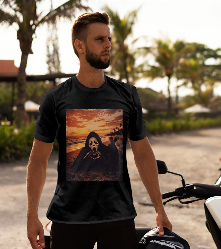 Ghostface Romantic Beach Sunset Valentine's Day Scream Lover T-Shirt