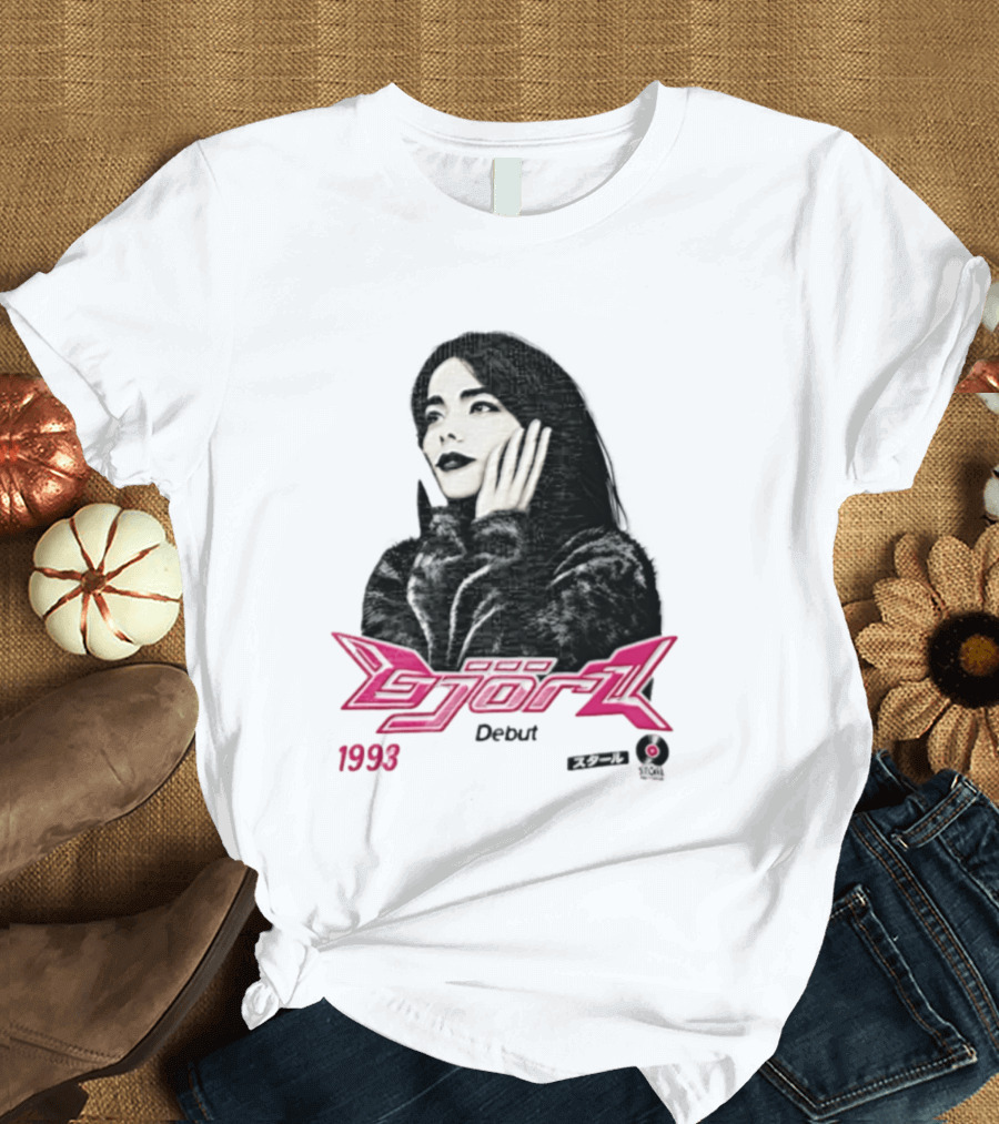 Bjork Debut 1993 Woman Hands On Face Pink T-Shirt