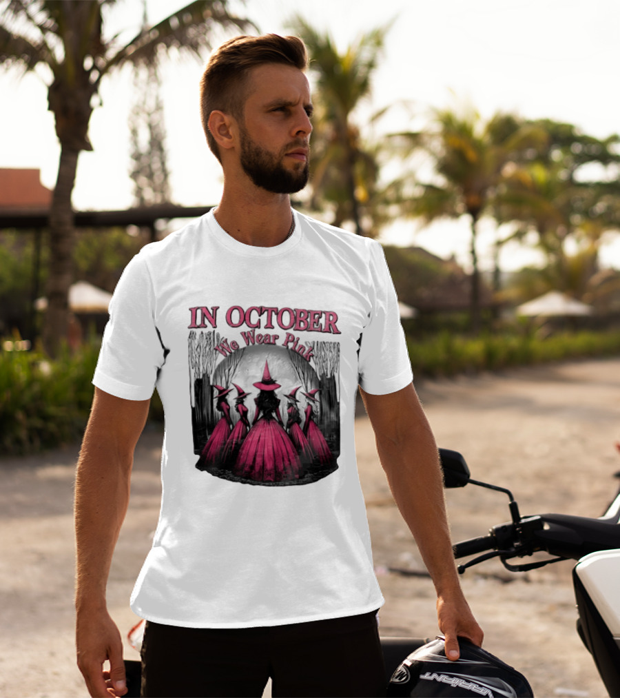 In October We Wear Pink Five Witches Pink Dresses Forest Moon T-Shirt