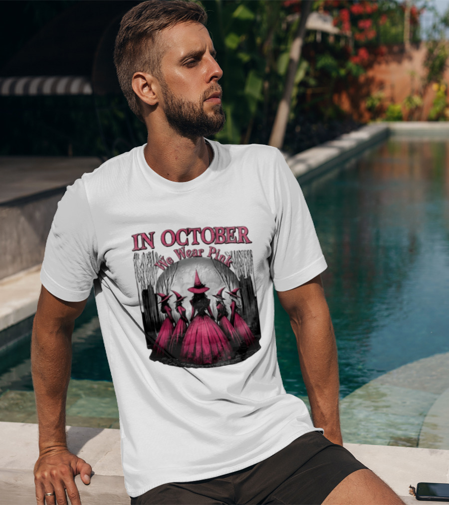 In October We Wear Pink Five Witches Pink Dresses Forest Moon T-Shirt