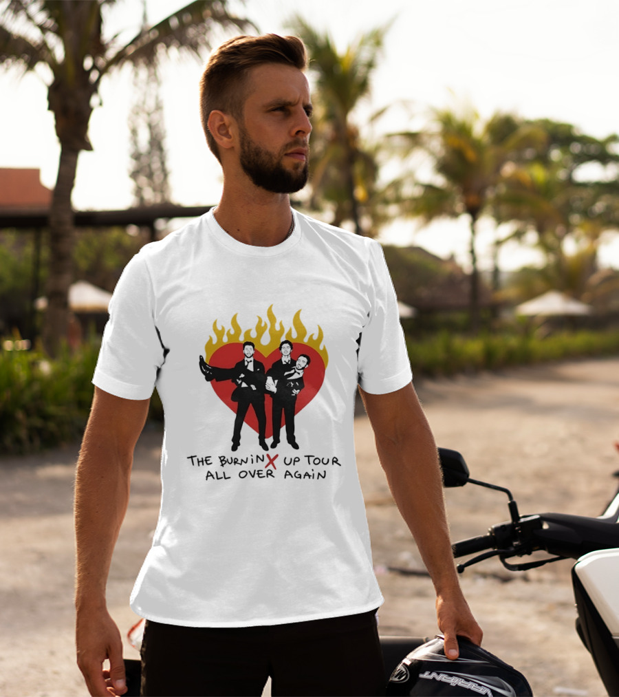 Jonas Brothers Burnin Up Tour All Over Again Fiery Heart Trio T-Shirt