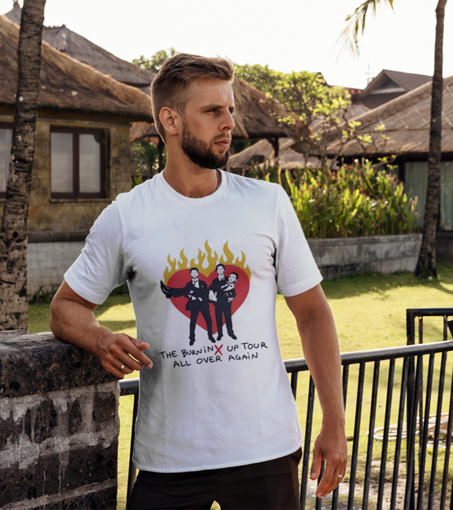 Jonas Brothers Burnin Up Tour All Over Again Fiery Heart Trio T-Shirt