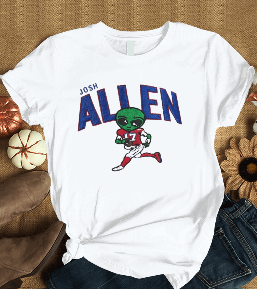 Josh Allen Buffalo Bills Alien 17 Football Player Running T-Shirt
