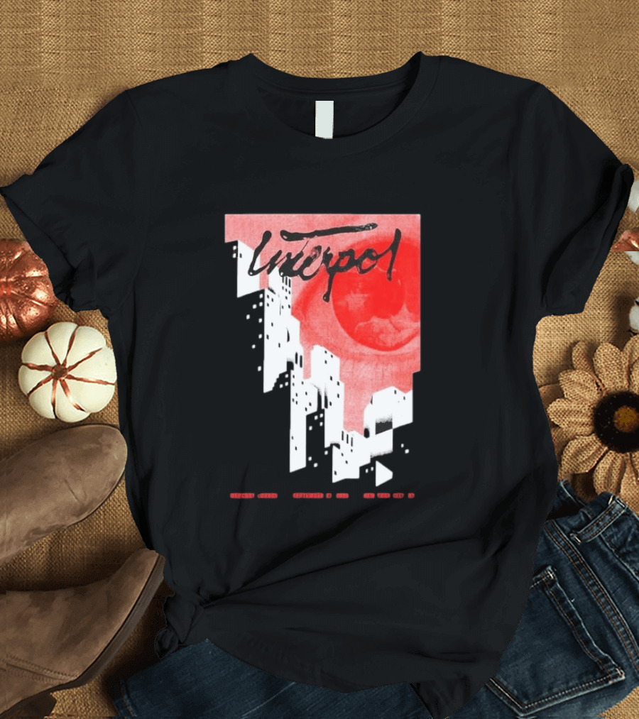 Interpol New York September 27 2026 Tour Cities Skyline Red Moon T-Shirt