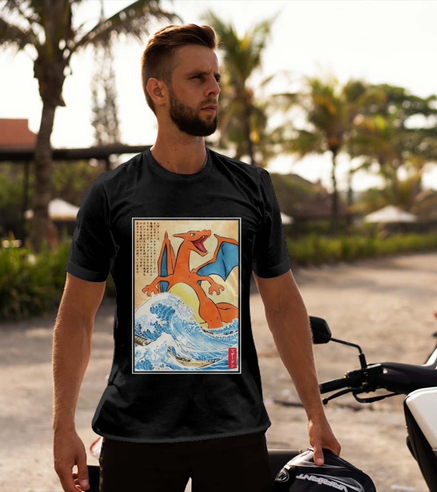 Charizard Ukiyo E Wave Japanese Pokemon Lizardon Kanagawa Print T-Shirt