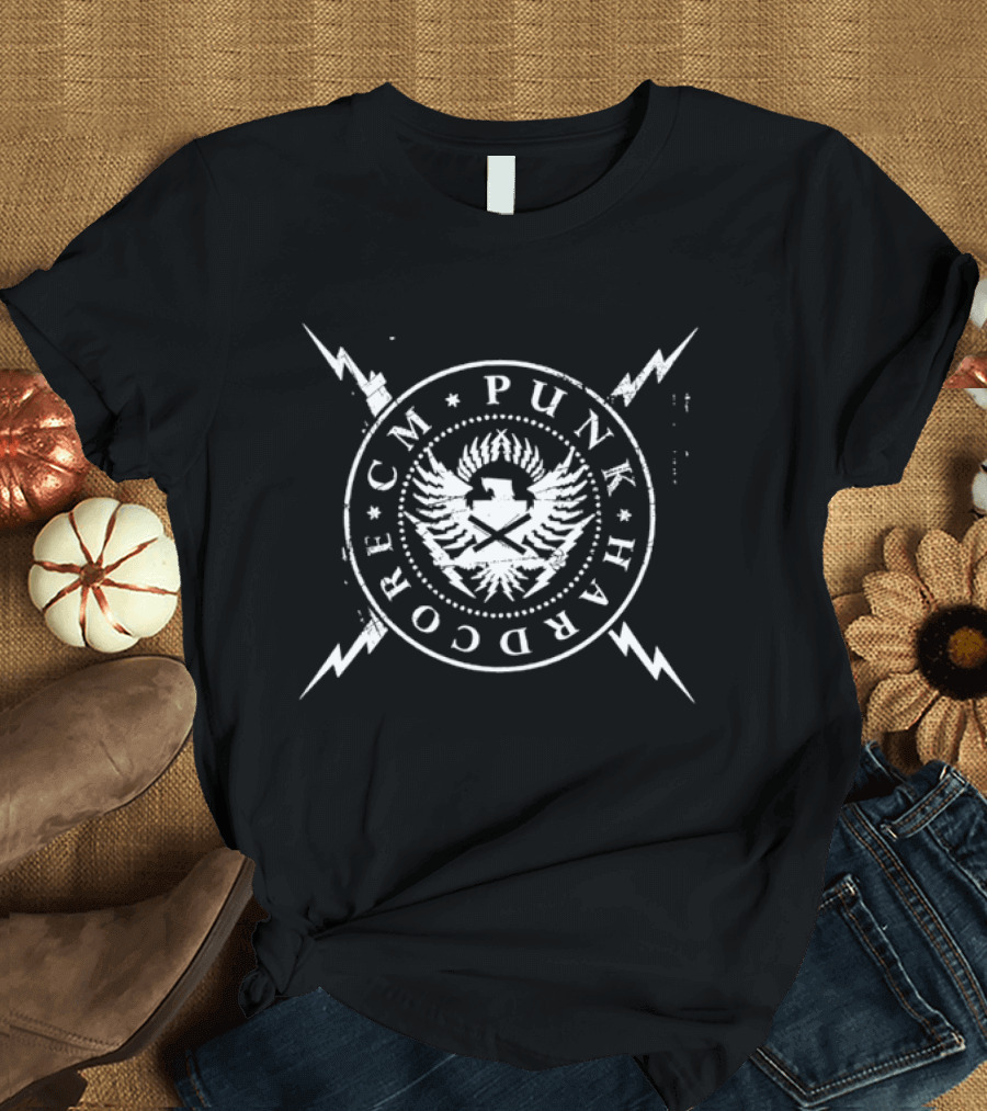 Distressed CM Punk Hardcore Wrestling Iconic Lightning T-Shirt