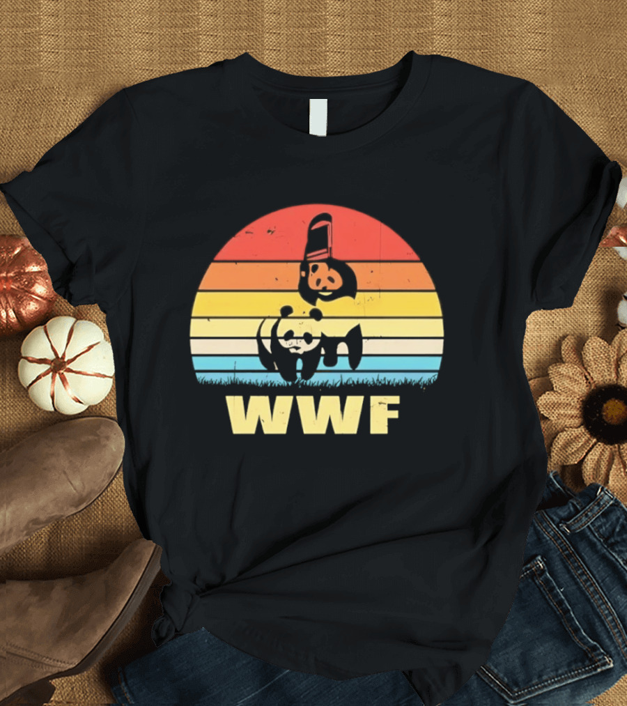 WWF Panda Retro Sunset World Wildlife Fund T-Shirt