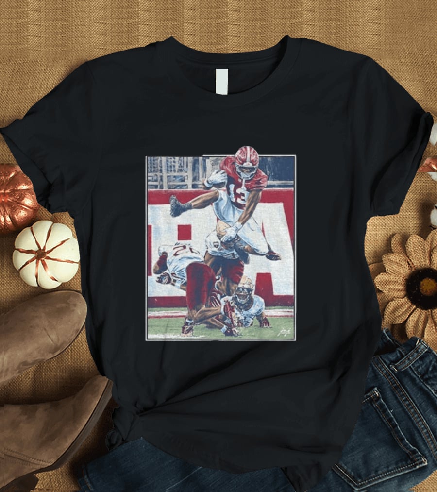 Alabama Football EJ Crowell Leaping Over Noles Defenders T-Shirt