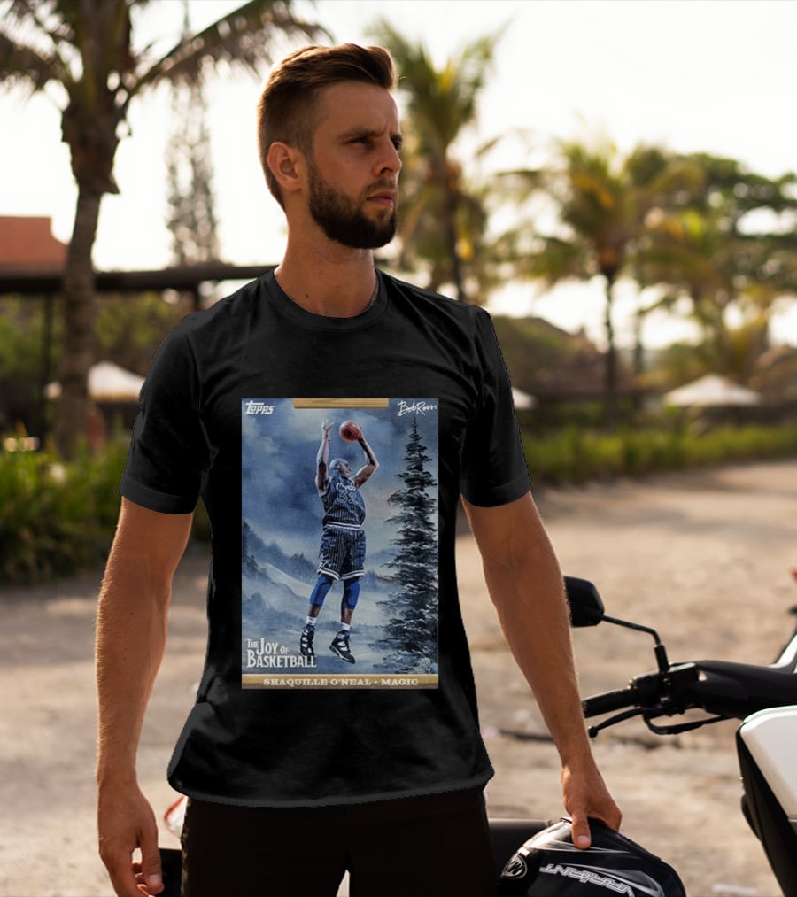 Shaquille O'Neal Magic Topps Bob Ross The Joy Of Basketball Card T-Shirt