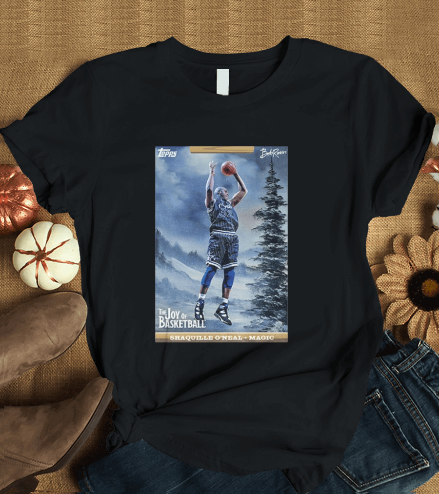 Shaquille O'Neal Magic Topps Bob Ross The Joy Of Basketball Card T-Shirt