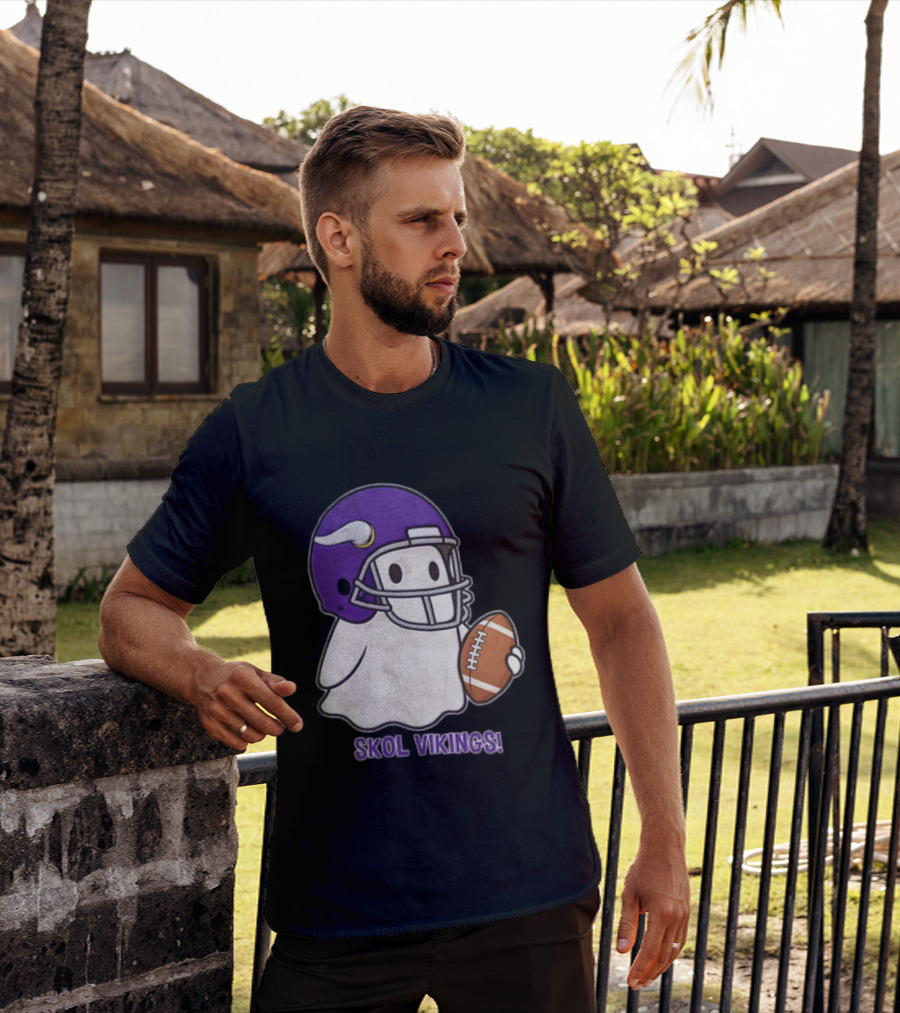 Minnesota Vikings Skol Vikings Ghost Purple Football Helmet T-Shirt