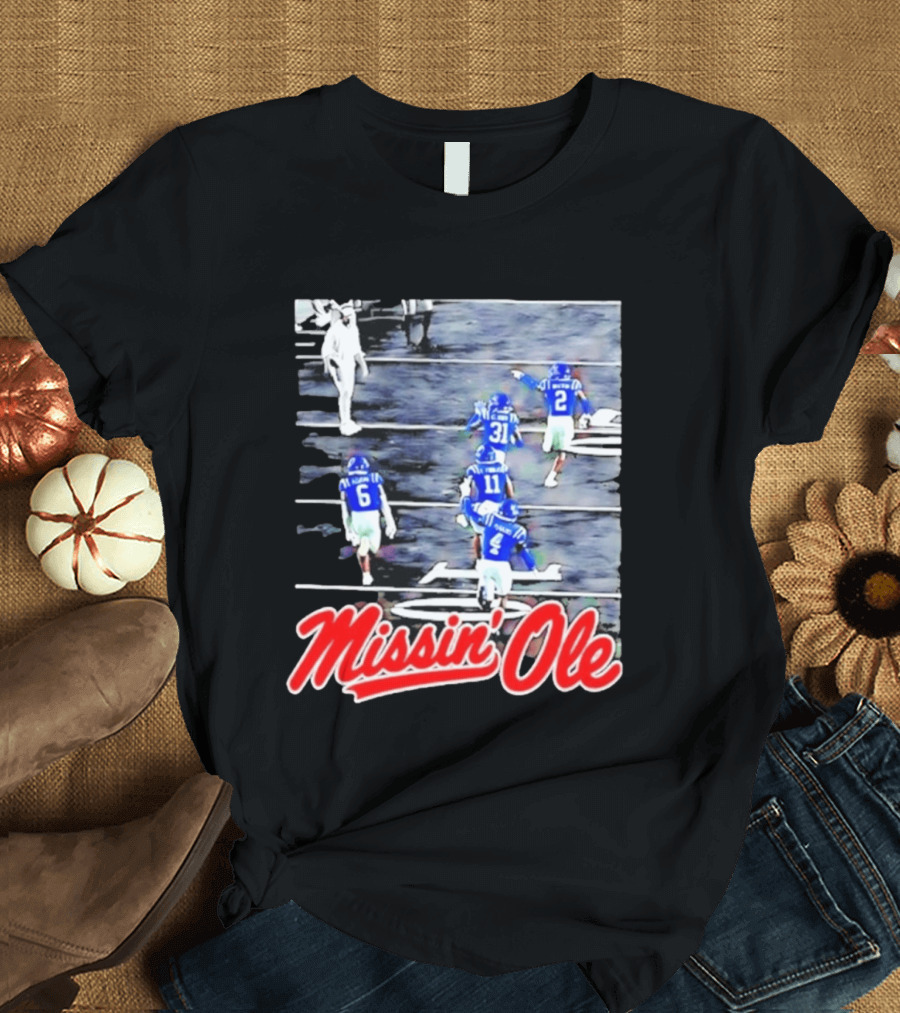 Missin' Ole Mississippi Rebels Football Players In Action T-Shirt
