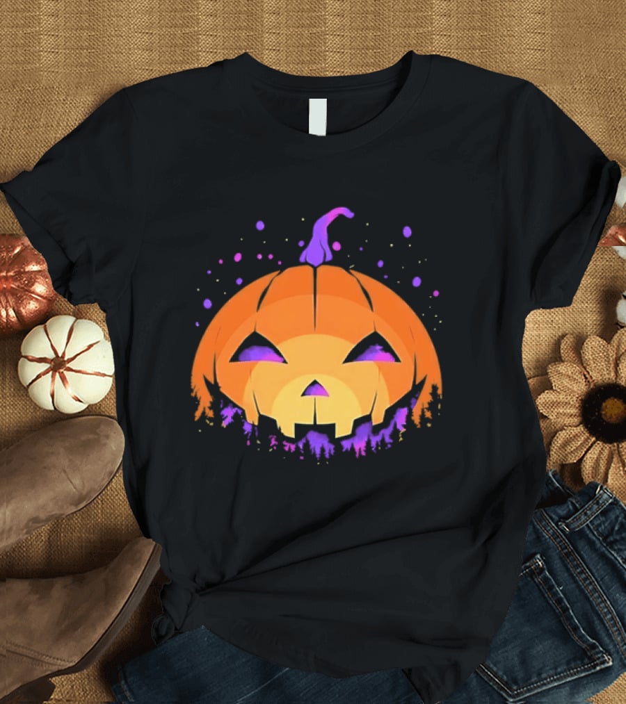 Spooky Jack O' Lantern Vibrant Halloween Vibes T-Shirt