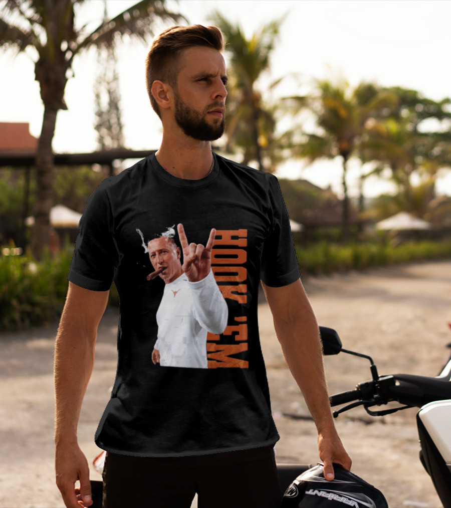 Steve Sarkisian Texas Longhorns NCAA Hook Em Smoking Cigar T-Shirt