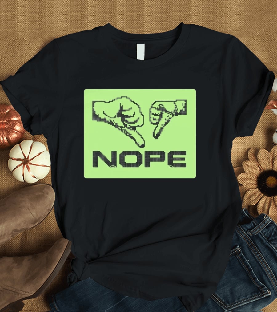 Nope Thumbs Down Pixel Art Dislike Expression T-Shirt