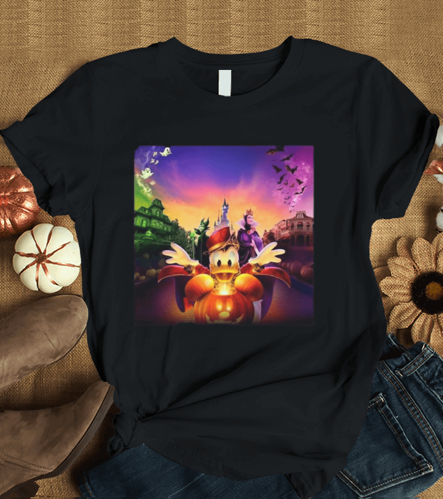 2026 Disney Halloween Festival Disneyland Paris With Haunted Mansion And Donald Duck T-Shirt
