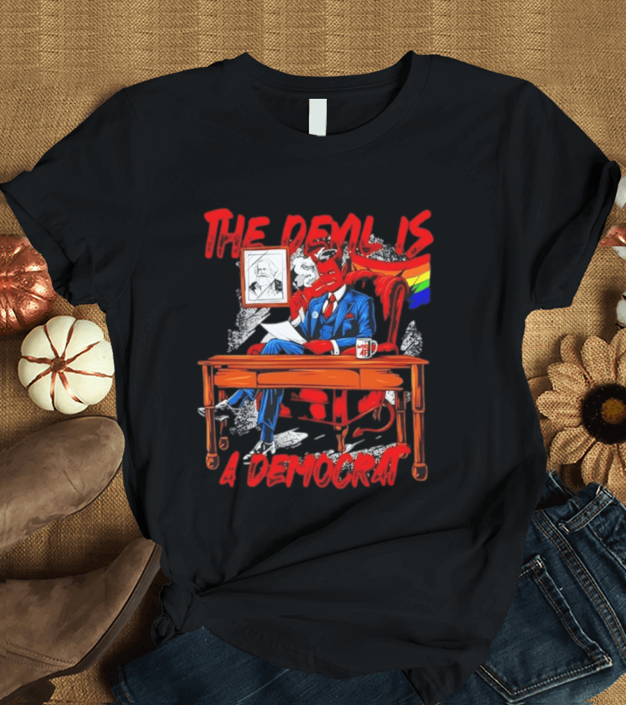 The Devil Is A Democrat With Woke AF Rainbow Flag Suit T-Shirt