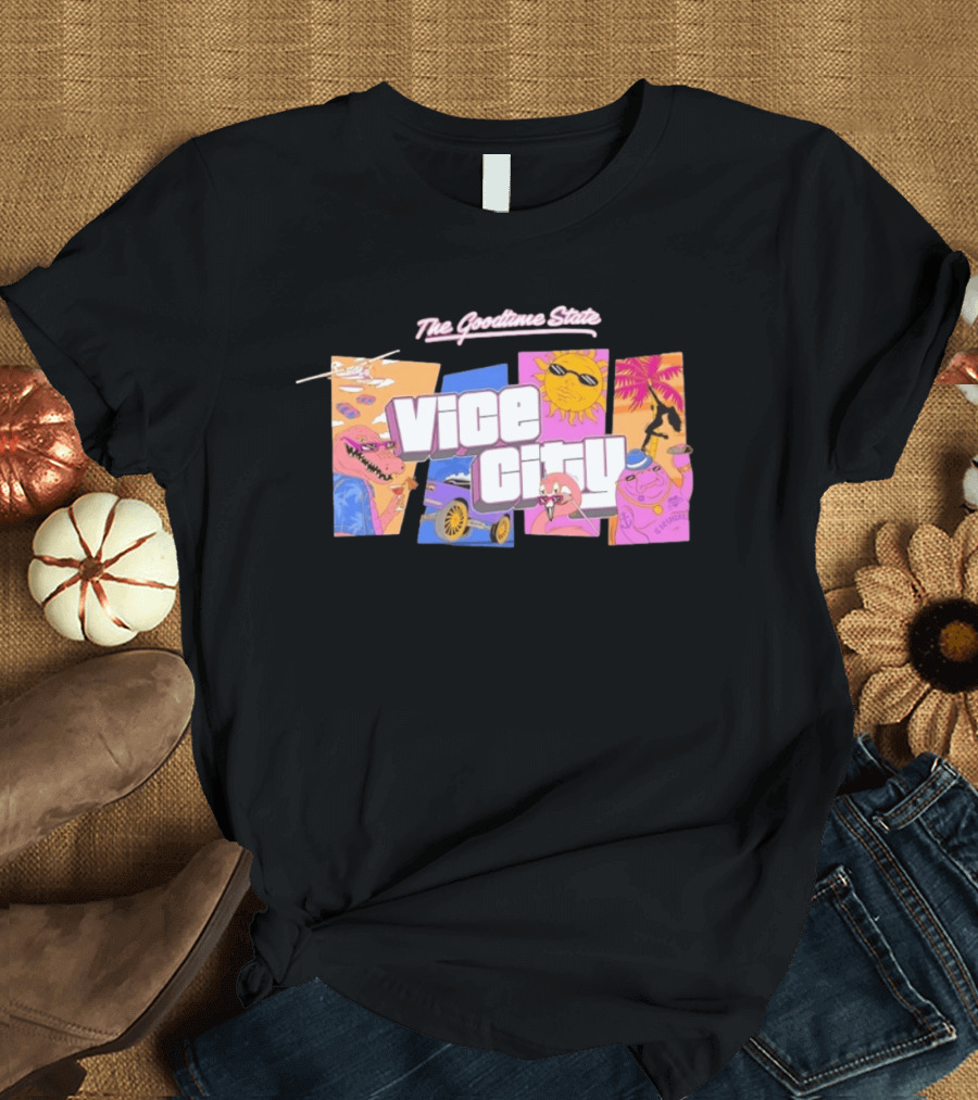 The Goodtime State Vice City Chunker Gaming Retro Tropical T-Shirt