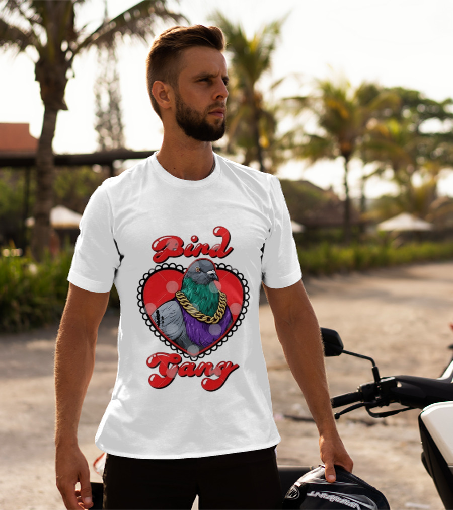 Bird Gang Pigeon With Heart Shaped Gold Chain T-Shirt