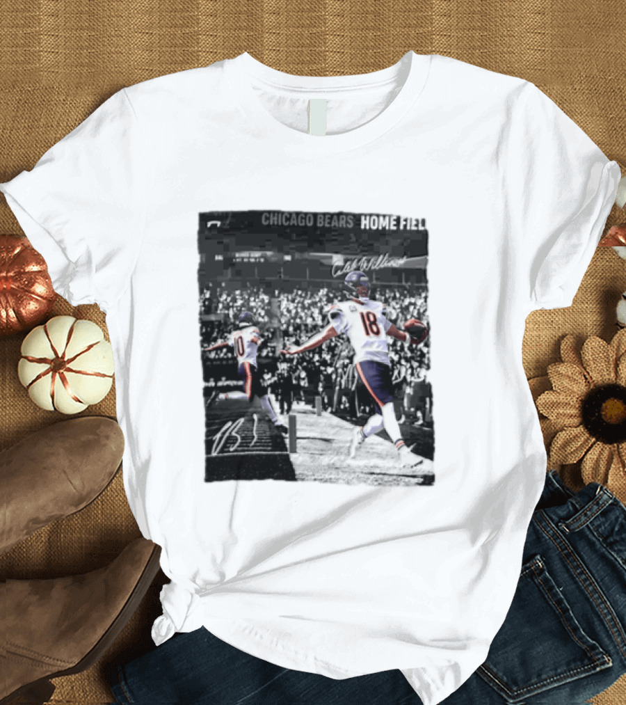 Chicago Bears Caleb Williams And Luther Burden Home Field Football T-Shirt