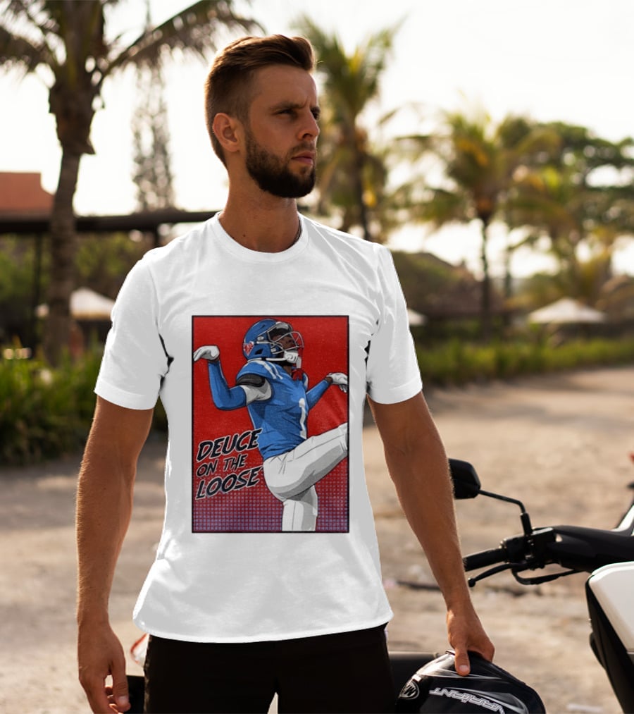 Deuce On The Loose Ole Miss Rebels Football Player Action T-Shirt