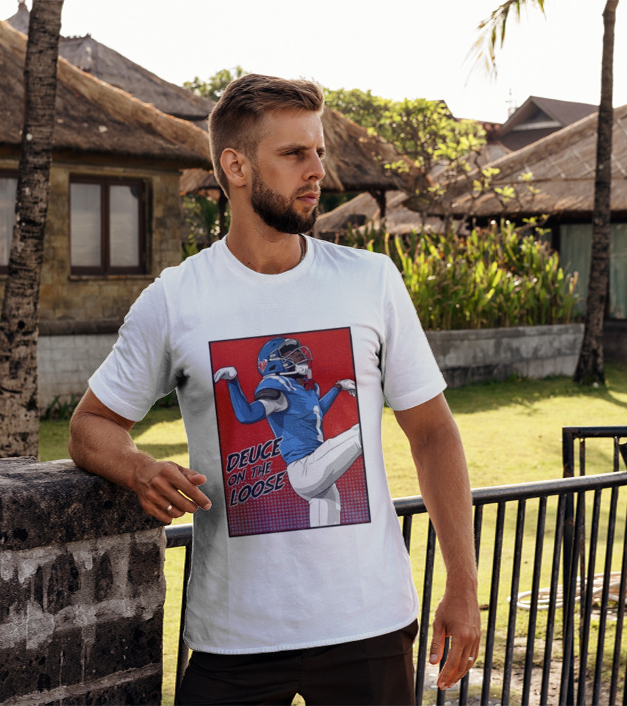 Deuce On The Loose Ole Miss Rebels Football Player Action T-Shirt