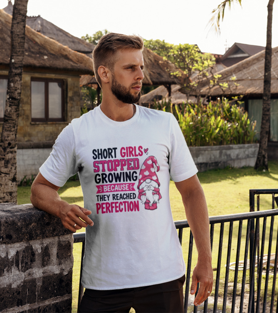 Short Girls Stopped Growing Because They Reached Perfection Gnome Heart Hat T-Shirt