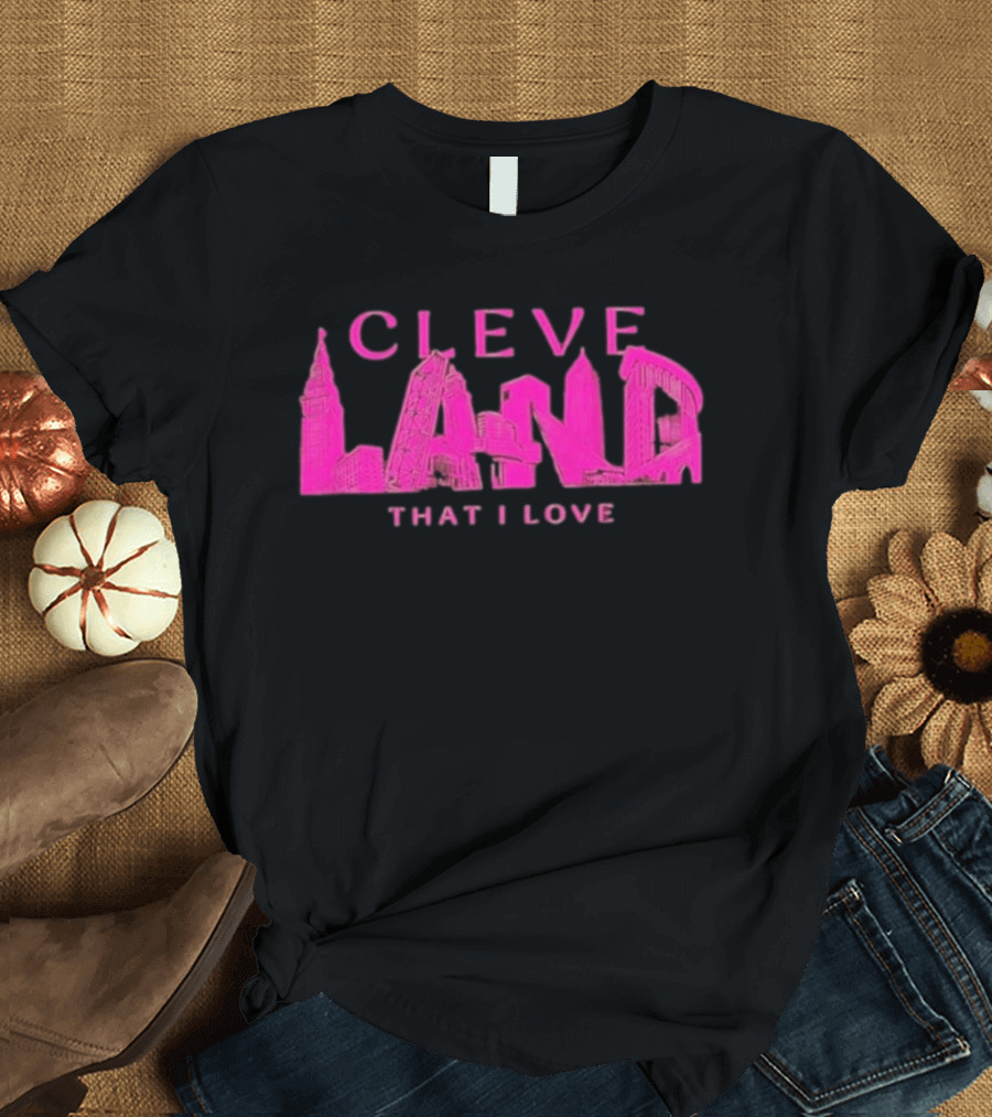 Cleveland Landmarks That I Love Pink Skyline T-Shirt