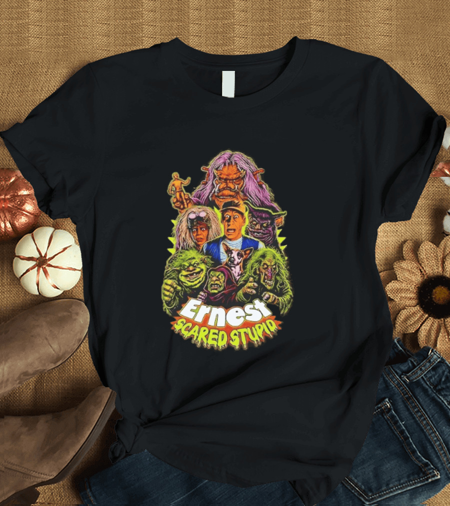 Ernest Scared Stupid Movie Characters Jim Varney Trolls Colorful T-Shirt