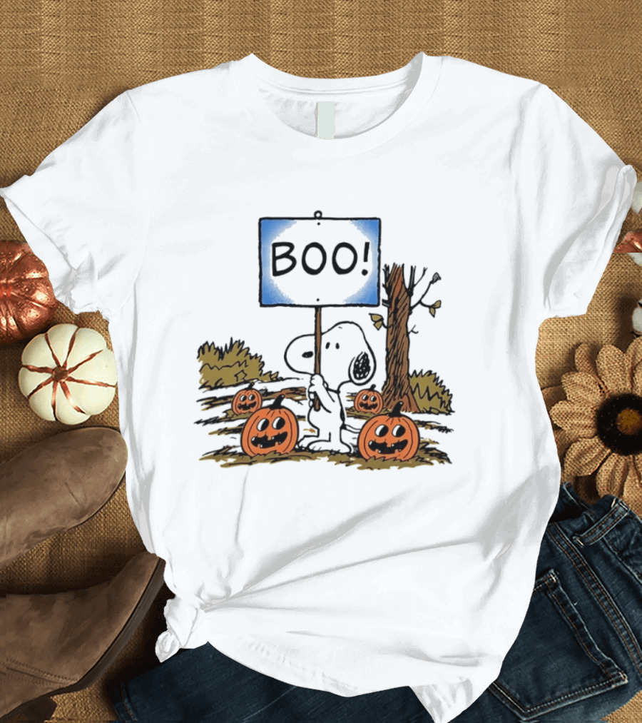 Snoopy Boo Sign Peanuts Halloween Pumpkins T-Shirt