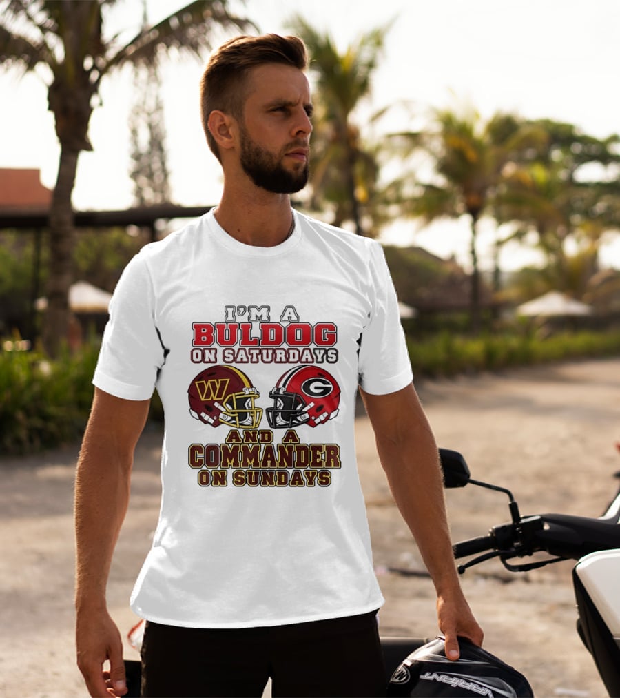 I'm A Bulldog On Saturdays And A Commander On Sundays Football Helmets T-Shirt