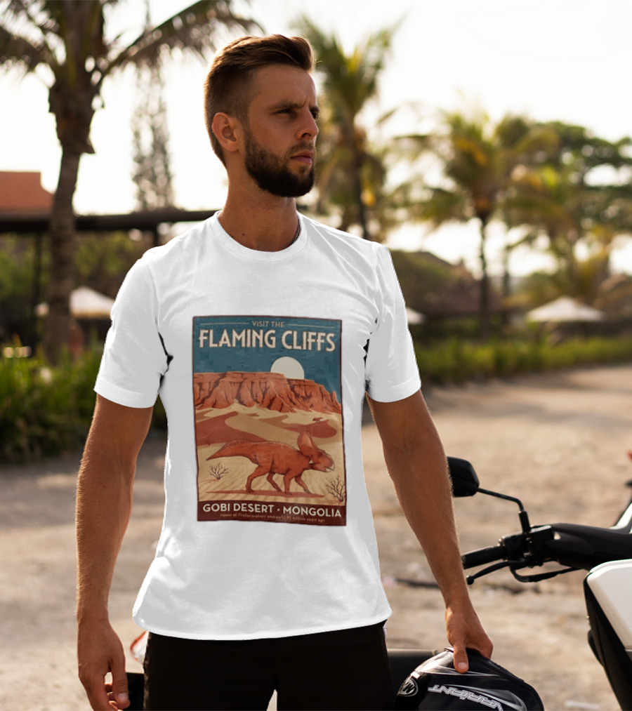 Visit The Flaming Cliffs Gobi Desert Mongolia Home Of Protoceratops Dinosaurs 75 Million Years Ago T-Shirt