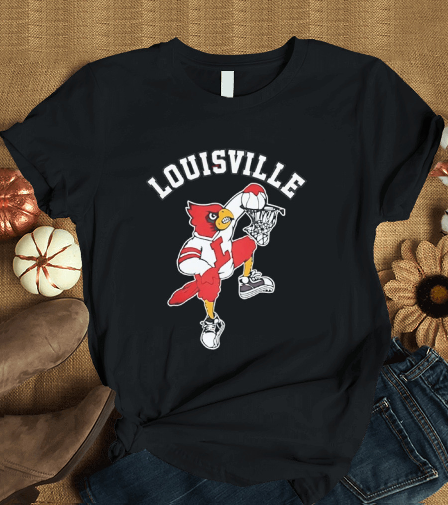Louisville Cardinals Basketball Mascot Dunking T-Shirt