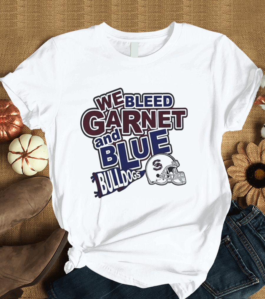 We Bleed Garnet And Blue Bulldogs South Carolina State Football T-Shirt