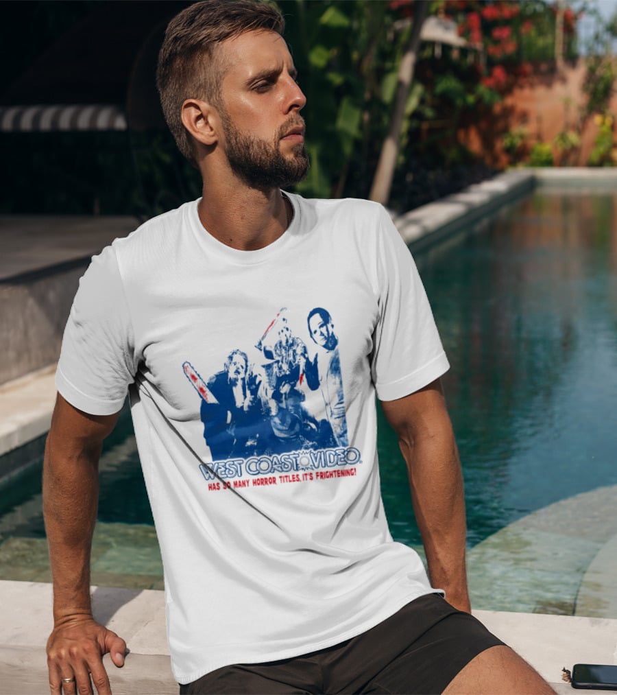 West Coast Video Horror It's Frightening Slasher Movie Halloween T-Shirt