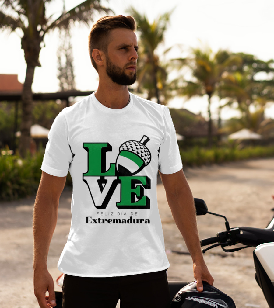 Love Feliz Día De Extremadura Acorn Icon Spain Celebration T-Shirt
