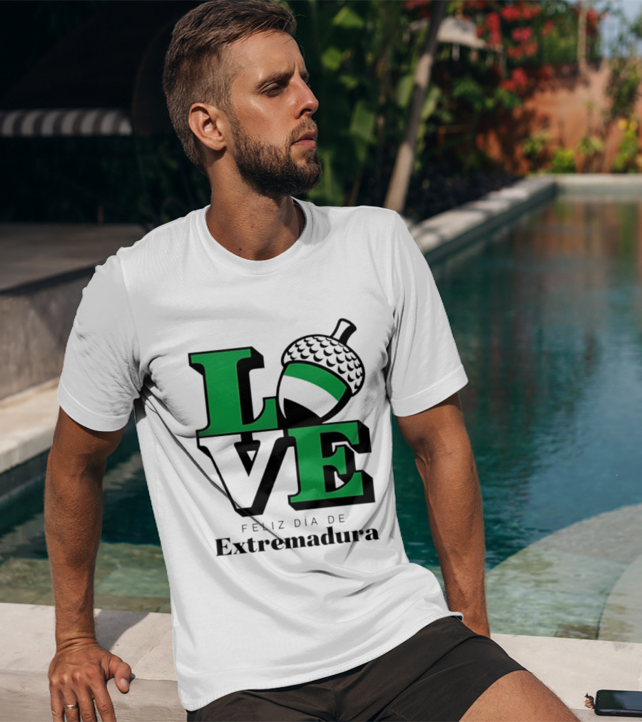 Love Feliz Día De Extremadura Acorn Icon Spain Celebration T-Shirt